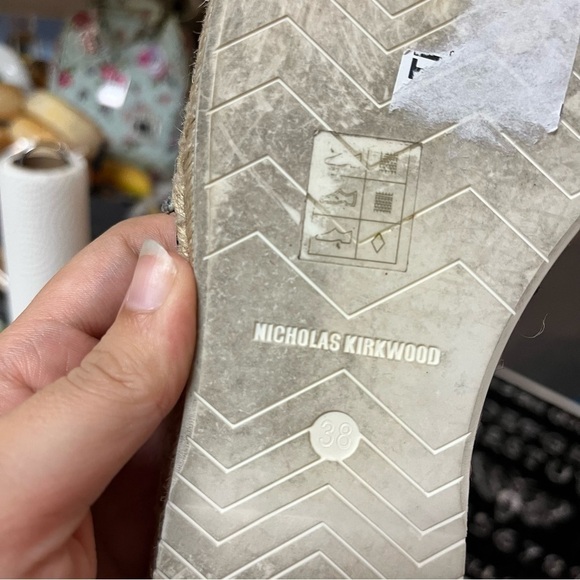 Nicholas Kirkwood Bright Satin Espadrilles Slip Ons Flats Size 38 US 7.5 - Picture 5 of 10